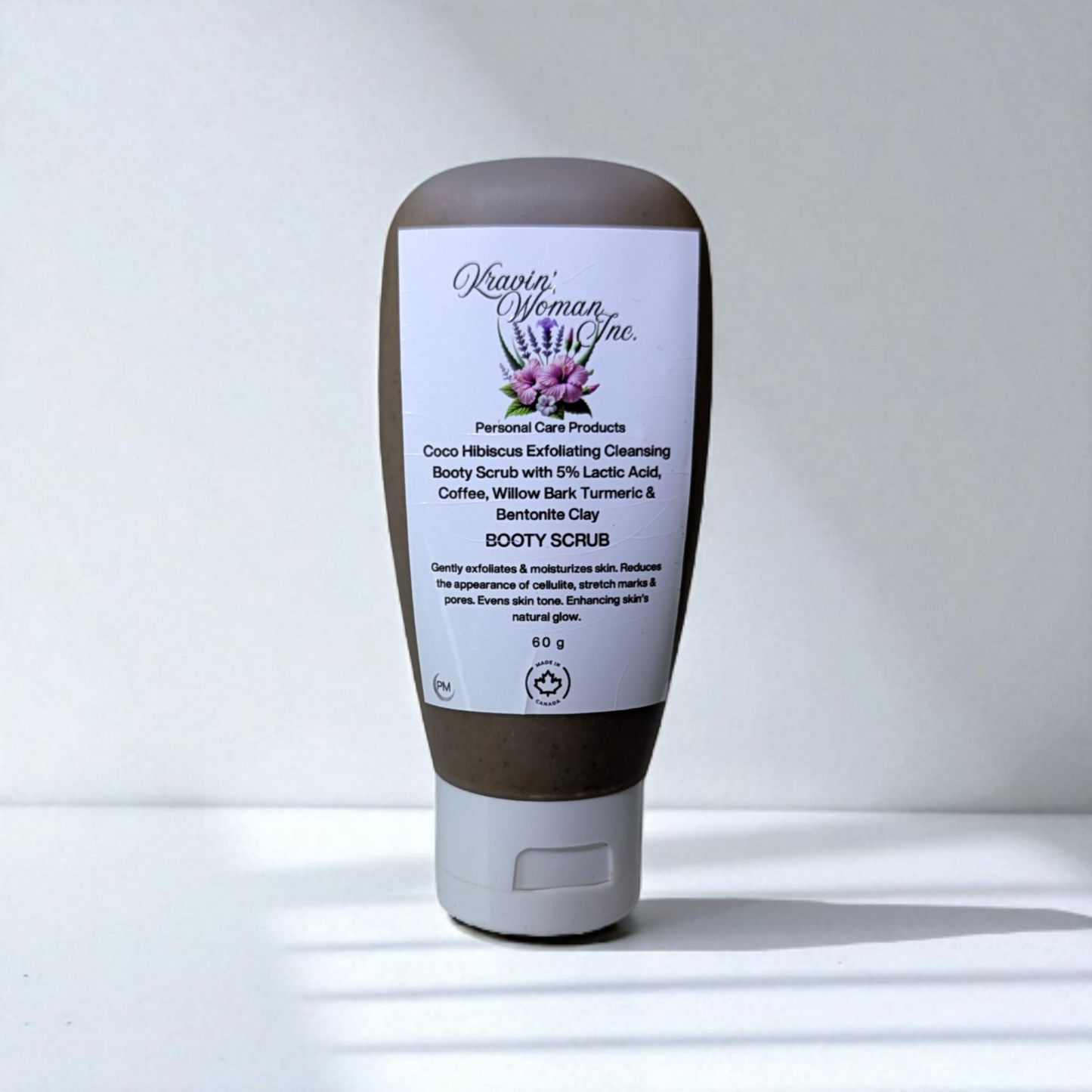 Coco Hibiscus Exfoliating Cleansing Booty Scrub with 5% Lactic Acid, Willow Bark Turmeric & Bentonite Clay