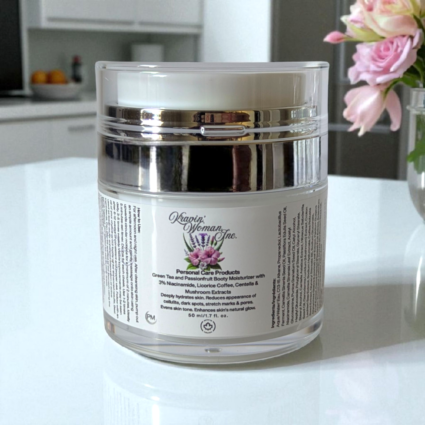 kravin-woman-inc-booty-moisturizer-green-tea-passionfruit-natural-body-butt-cream-eco-luxury-handmade-skincare-calgary-canada